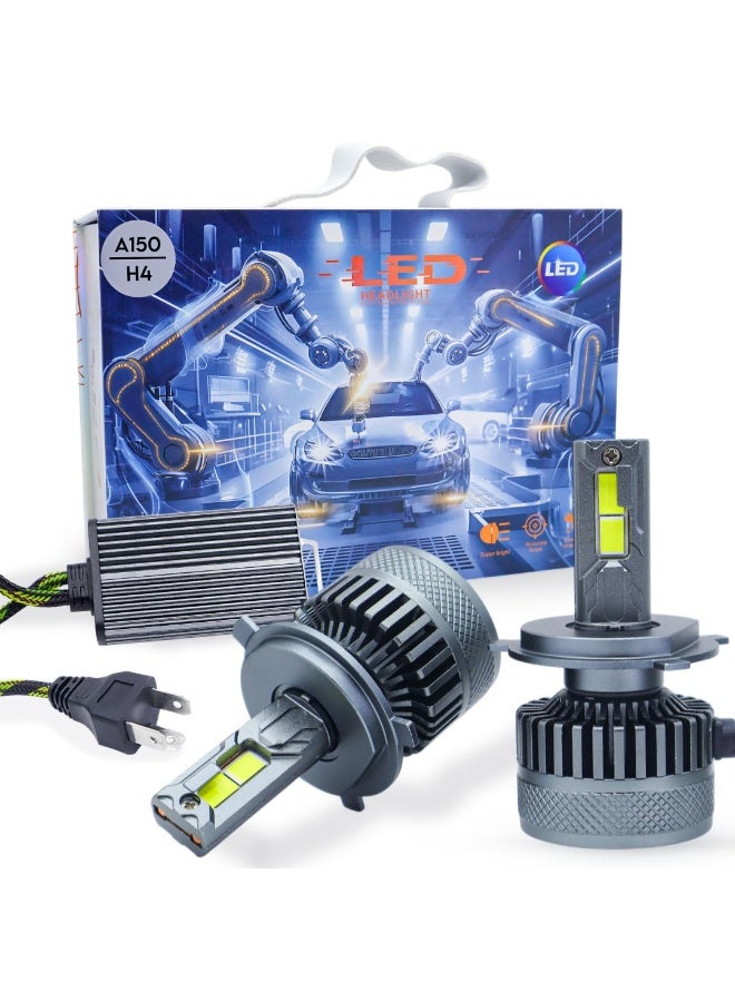 طقم لمبات ليد أمامية عالية القوة 360 درجة (قطعتين) – H4 | 300 واط | شعاع مزدوج (عالي ومنخفض) | 6000 كلفن مع درايفر | ضمان دولي لمدة 6 أشهر - Image 1